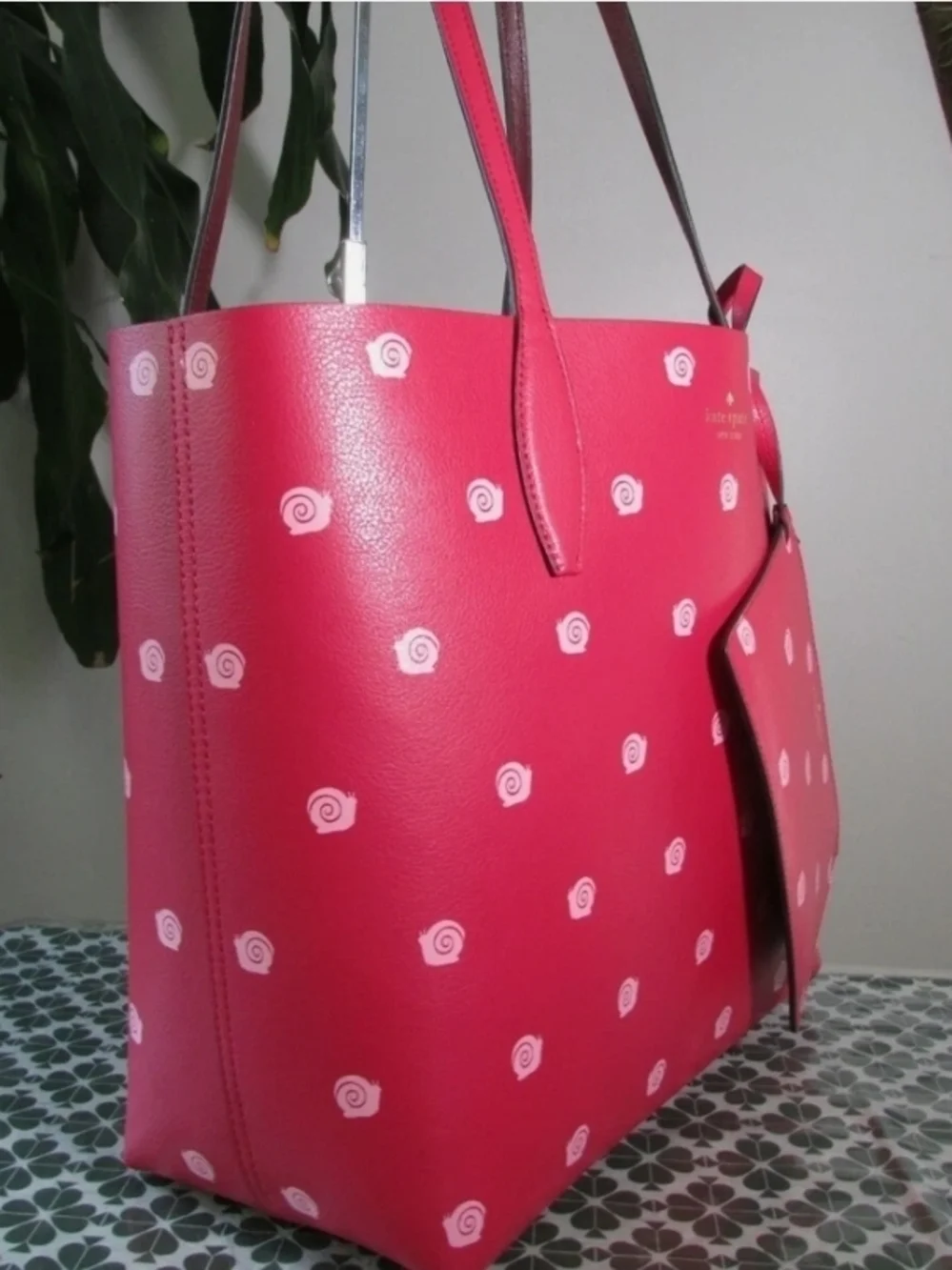 kate spade Hot Pink Printed Tote with Matching Pouch